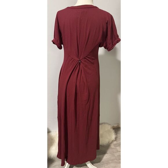 Free Peolpe Beach Meadow tee maxi dress in wild Garnet XS with pockets - Picture 3 of 9